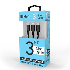 Mila Finder 3-in-1 USB Multi-Charging Cable Black - 3ft